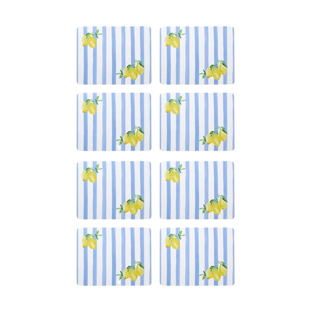 Porto 4pc Porto Limone Lemon & Blue Stripe Dinner Placemats 34x26.5cm (2 Pack)