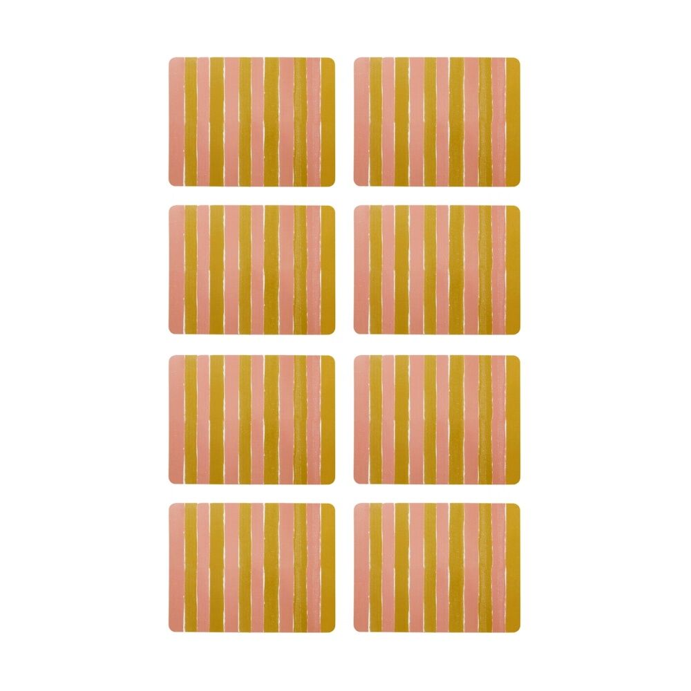 Porto 4pc Porto Carnevale Brown/Pink Striped Dinner Placemats 34x26.5cm (2 Pack)