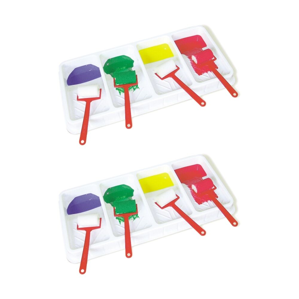 Educational Colours Four Bay Roller Kids Painting Tray Art/Craft Supplies (2 Pack)