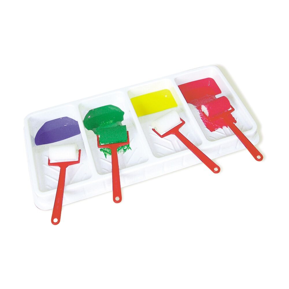 Educational Colours Four Bay Roller Kids Painting Tray Art/Craft Supplies (2 Pack) — image 2