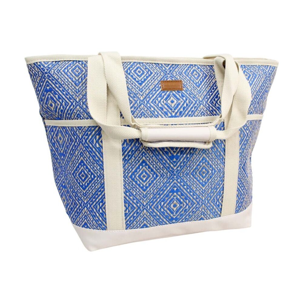 LVD Blue Santorini Insulated Summer/Holiday Beach Cooler Storage Travel Bag