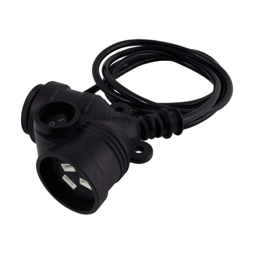 Crest 2 Socket Master Switch Dual Outlet Extension Lead 2m - Power Extension with Master Switch and Right Angle Plug Black 2m — image 3