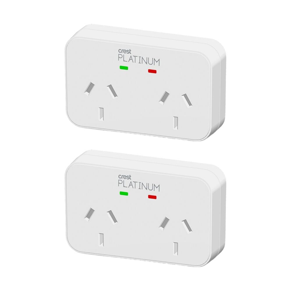Crest Platinum 2 Socket Surge Protector AU/NZ Plug w/ Child Protection White (2 Pack)