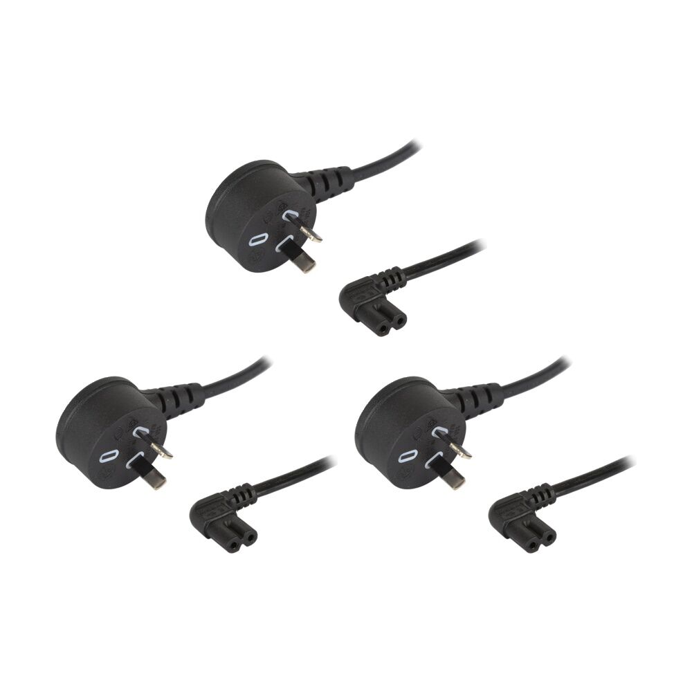 5M 240V AC Mains To Figure 8 Iec-C7 Right Angle Both Ends Power Cable (3 Pack)