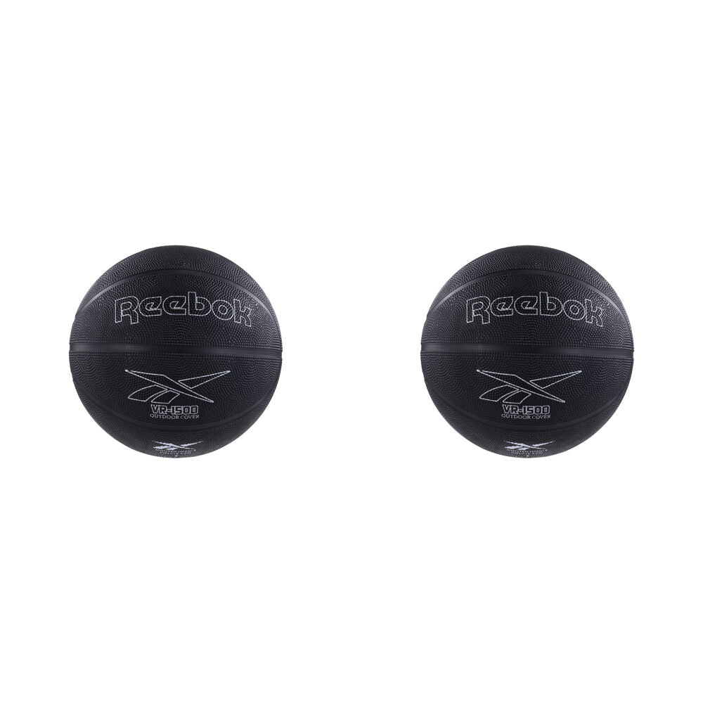 Reebok Basketball Outdoor Durable Rubber Grip Sports Ball Size 6 Black (2 Pack)