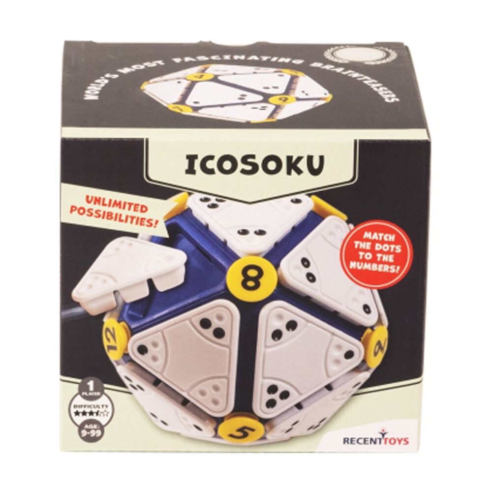 Recent Toys Icosoku - Matching Dots To Numbers Puzzle - Swap Tiles To Build Challenges - White Blue Yellow Color Scheme - Ages 9 To 99