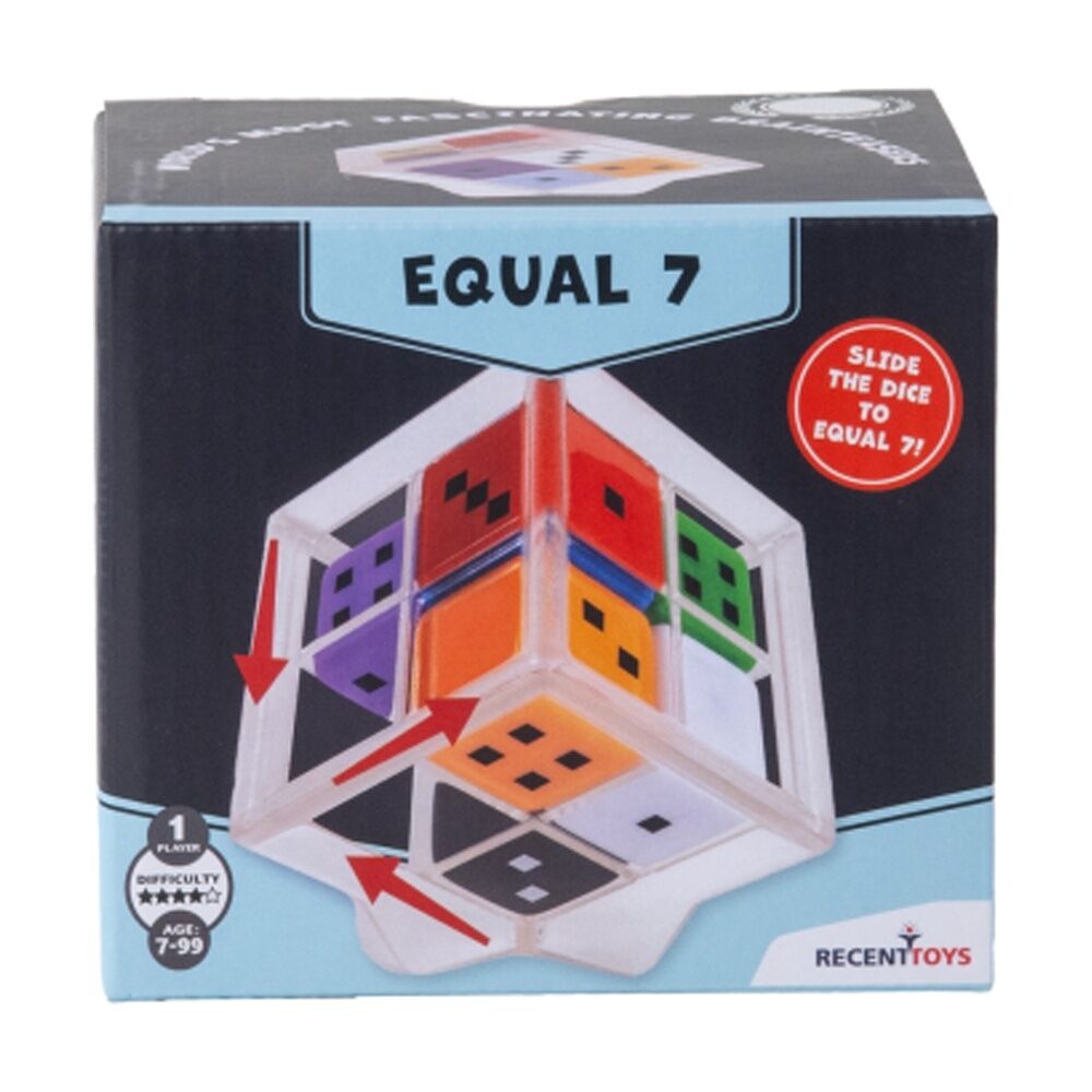 Recent Toys Equal7 - Puzzle Cube With Sliding Dice - Match Dots To Equal 10 11 12 Then Achieve Seven - Built-In Pedestal Display - Ages 7 To 99
