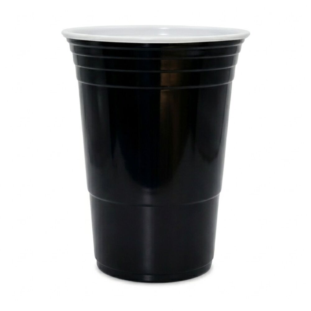 Partyware 50pc Partyware Plastic Reusable American Cup Party Set 450ml Black (24 Pack)