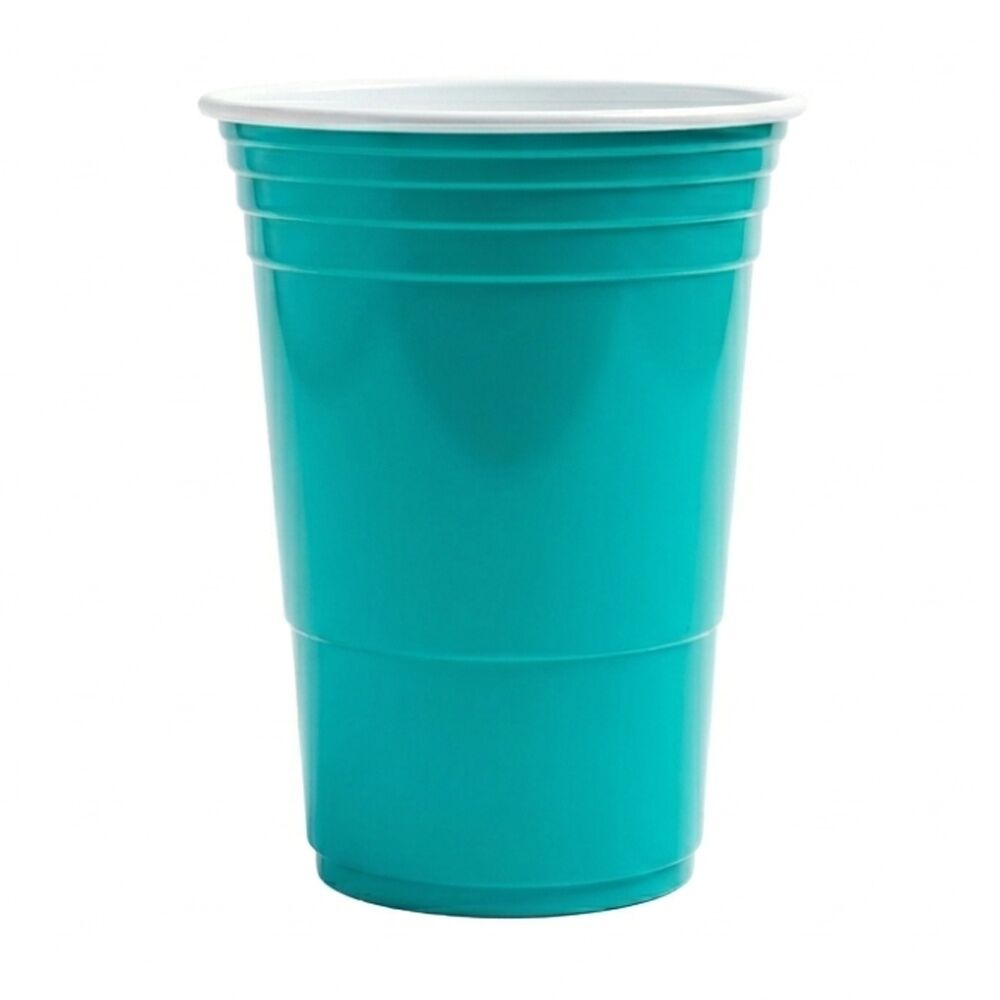 Partyware Plastic Reusable American Cup Party Tableware Set 450ml Teal (50 Pieces)