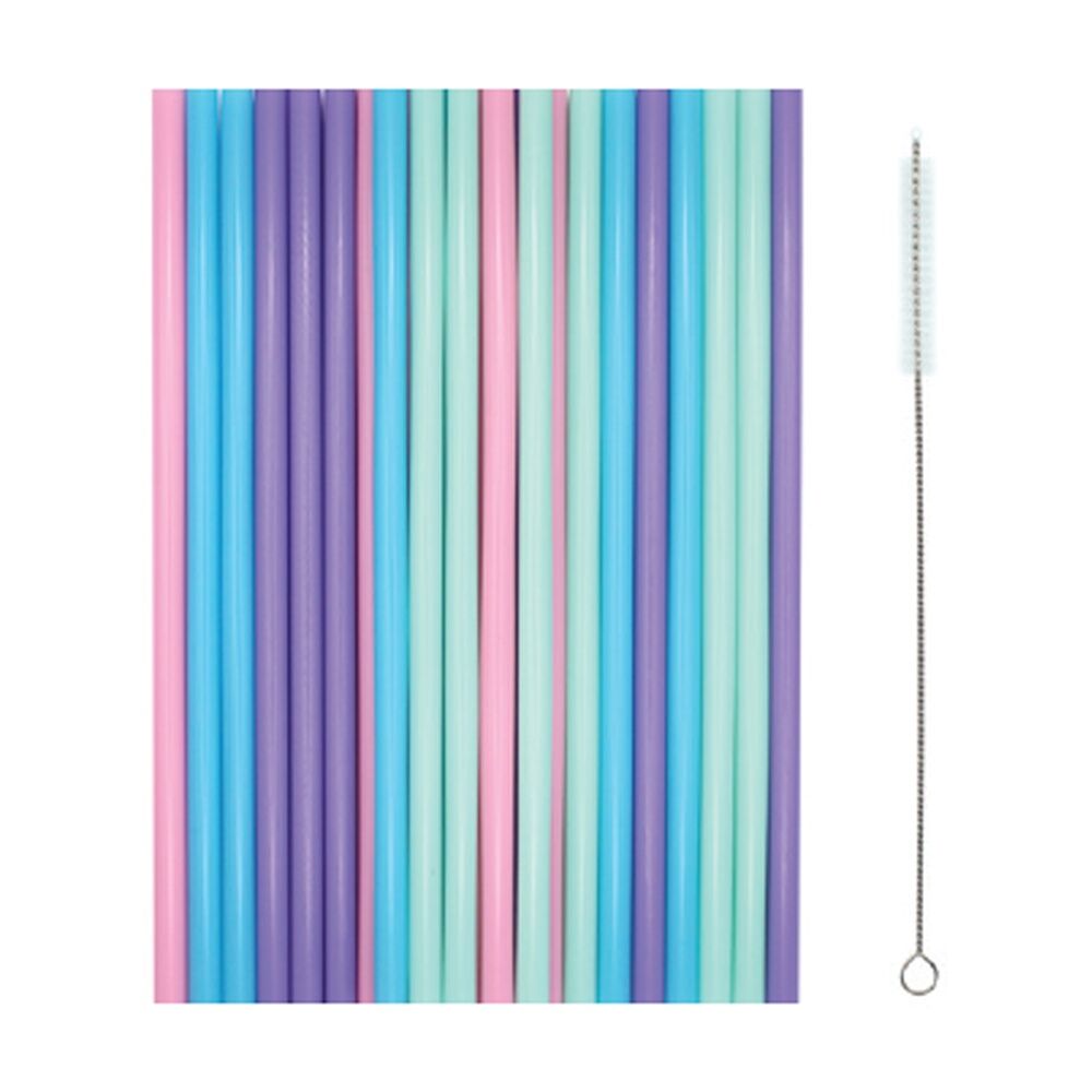 Partyware 24pc Partyware Reusable Straws With Cleaning Brush Set Assorted (12 Pack)