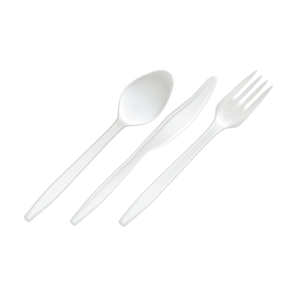 Partyware 60pc Partyware Reusable Plastic Mixed Cutlery Set Tableware White (12 Pack)