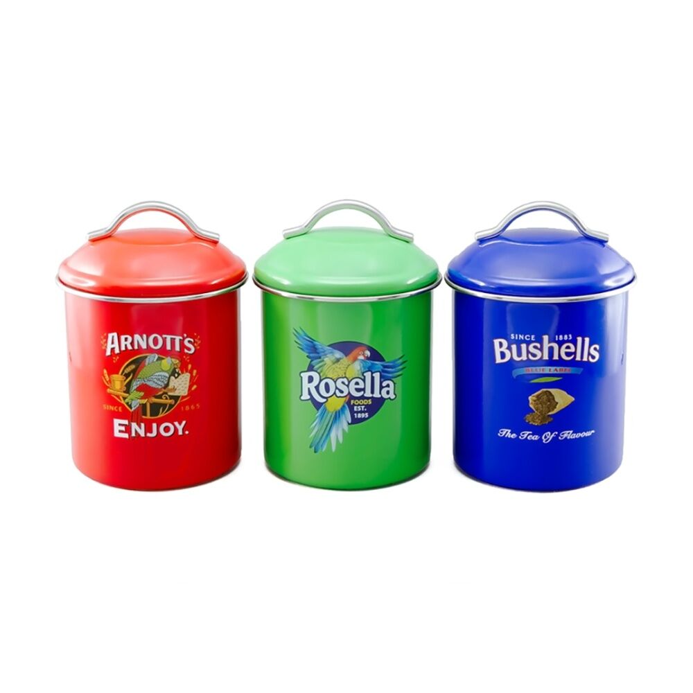 Rojo Arnott's Bushells Rosella Metal Canisters Set Red/Blue/Green (3 Pieces)