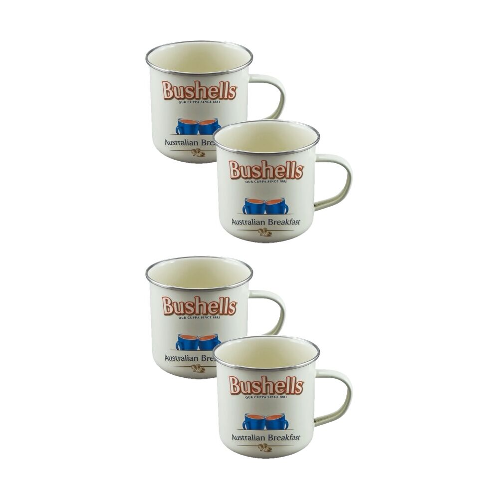 Rojo 2pc Rojo Bushells Tea Durable Steel Enamel Coffee Mug Set Cream 9cm (2 Pack)