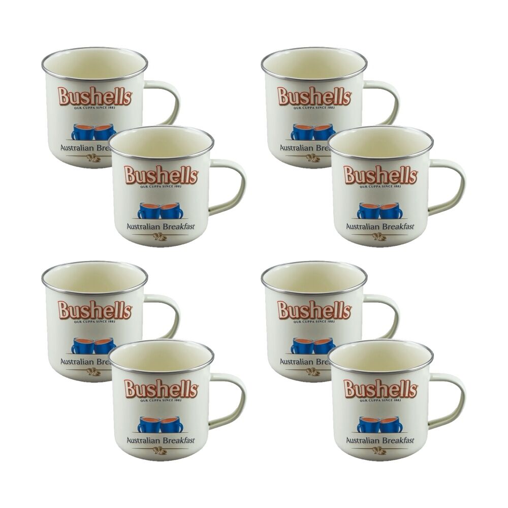 Rojo 2pc Rojo Bushells Tea Durable Steel Enamel Coffee Mug Set Cream 9cm (4 Pack)