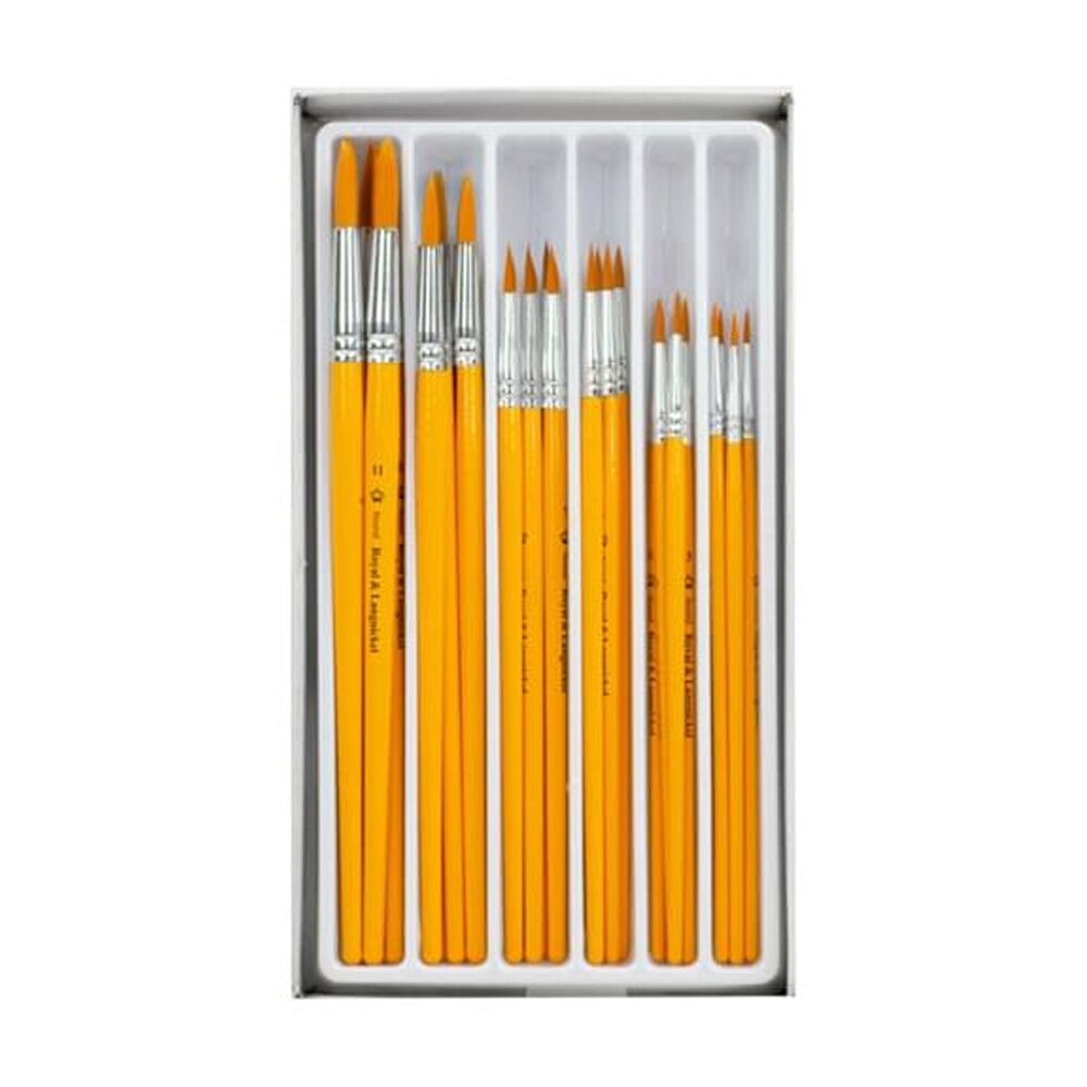 Royal & Langnickel Golden Taklon Hair Art/Craft Painting Brush Set Round (30 Pieces)