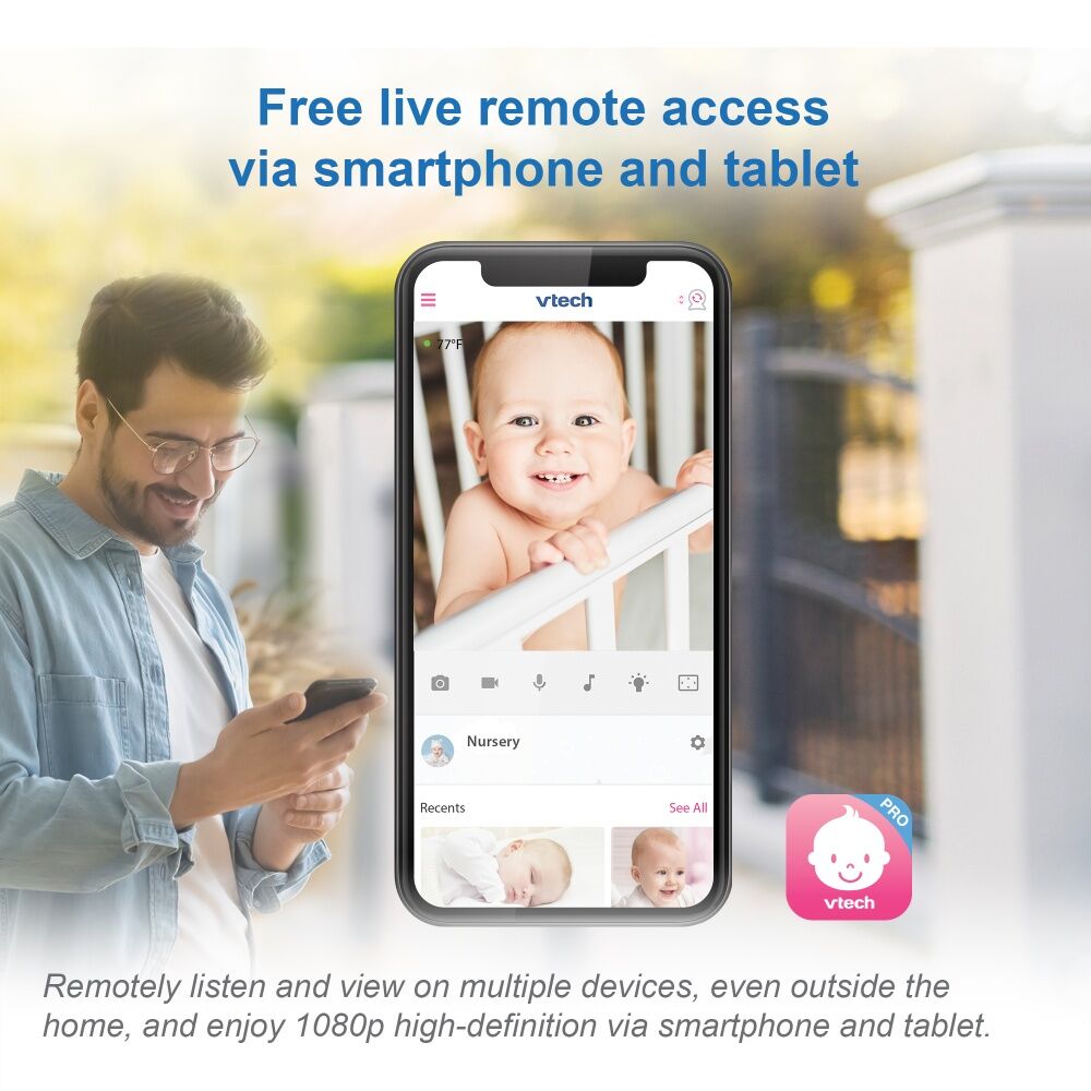 Vtech RM9751 1080p HD Wide Angle Wi-Fi Baby Camera w/ Night Vision Motion Alert VTech — image 7