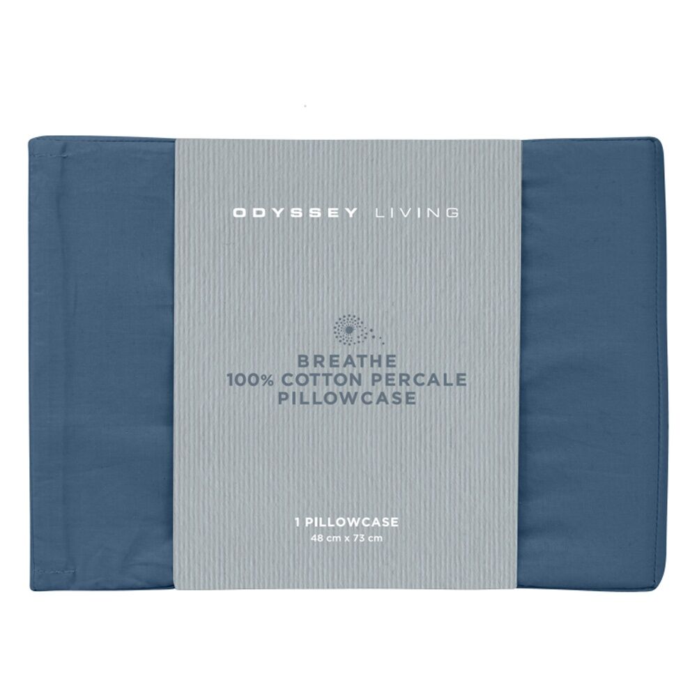 Odyssey Living Breathe Cotton Standard Pillowcase 48cm x 73cm Marine Blue (4 Pack) — image 2