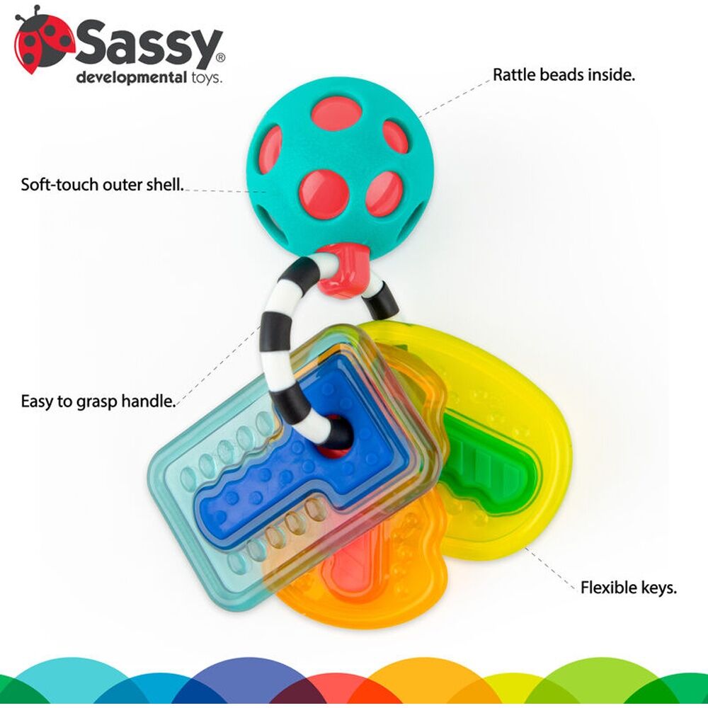 Sassy Baby Drive N Drool Keys Teething Toy With Textures Newborn+ 12cm (2 Pack) — image 3