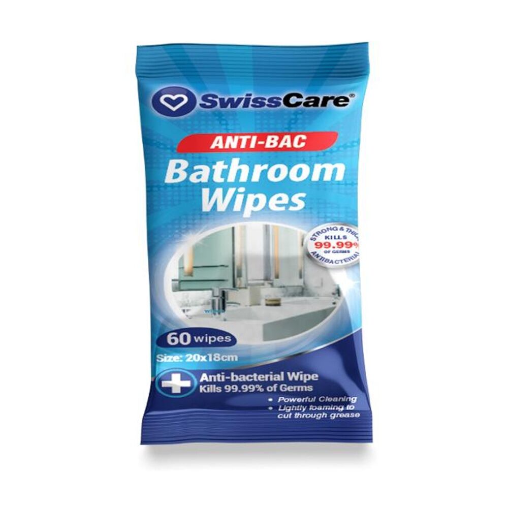 Swisscare 60pc Swisscare Antibacterial Bathroom Cleaning Wipes 20x18cm (24 Pack) — image 2