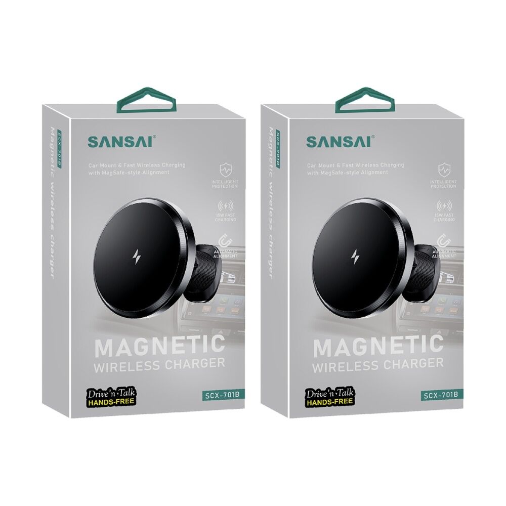 Sansai Magnetic Car Charger MagSafe Compatible Fast Wireless 15W (2 Pack)