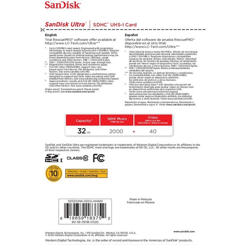 Sandisk 32GB Sdhc Card 120Mb/S Memory SDHC 120MB/S Speed SD UHS-I — image 5