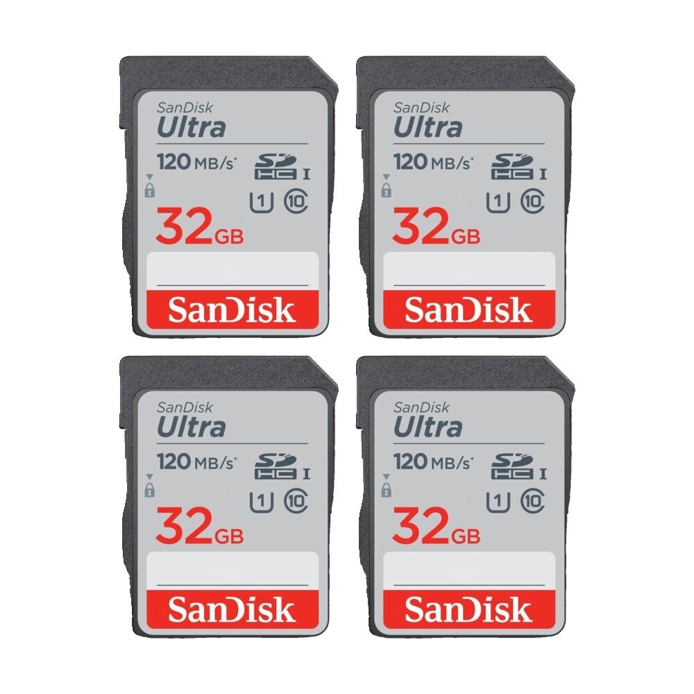 Sandisk 32GB Sdhc Card 120Mb/S SDHC Memory 120MB/S Speed SD UHS-I (4 Pack)