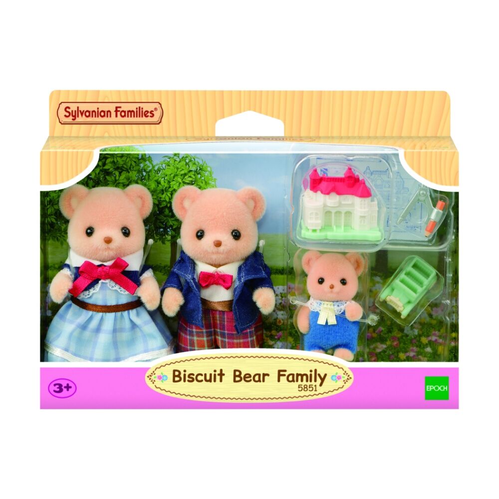Sylvanian Families Biscuit Bear Family Kids Toy Set w/ Model House & Car 3y+ (7 Pieces)