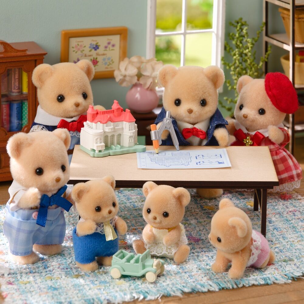 Sylvanian Families Biscuit Bear Family Kids Toy Set w/ Model House & Car 3y+ (7 Pieces) — image 3