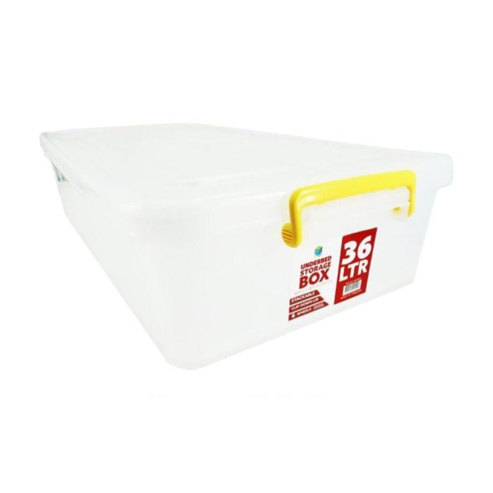 Braz Plastic Underbed Storage Container Box 36L w/ Lid & Handles 80x38x16cm (2 Pack) — image 2