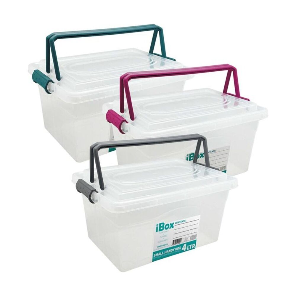 Ibox 27x19x15cm 4L Medium Plastic Storage Box w/ Lid & Handle Assorted — image 2