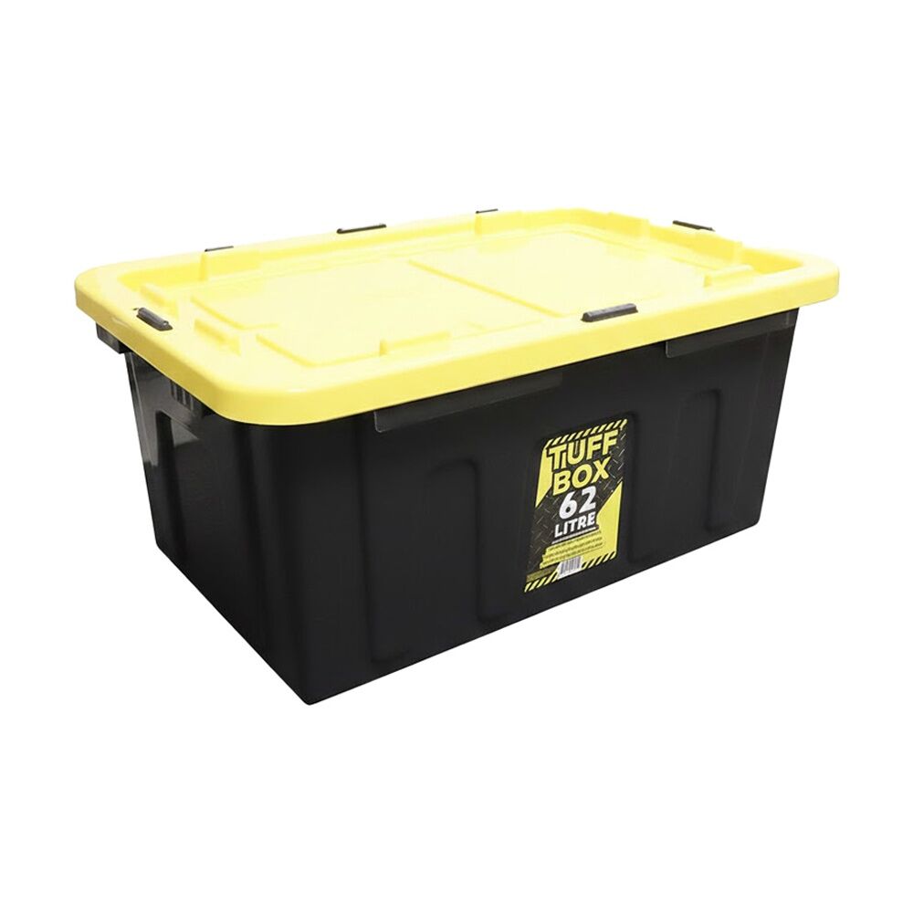 Tuff Box 62L Heavy Duty Industrial Storage Container w/ Latches & Lid