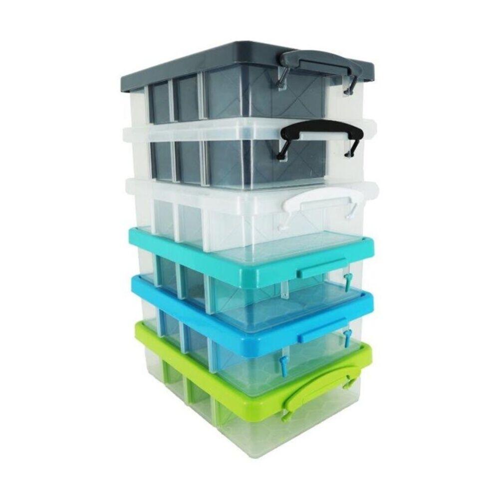 Braz 4 Divided Compartment Storage Container w/ Secure Clip Lid 6L Assorted (4 Pack) — image 3