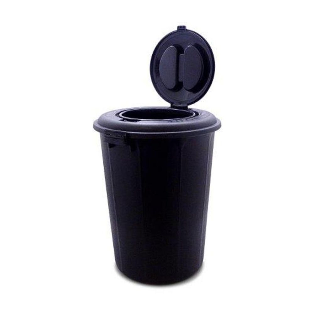 Braz 130L Black Feeder Bucket Plastic Bin Home Garden w/ Hinged Lid