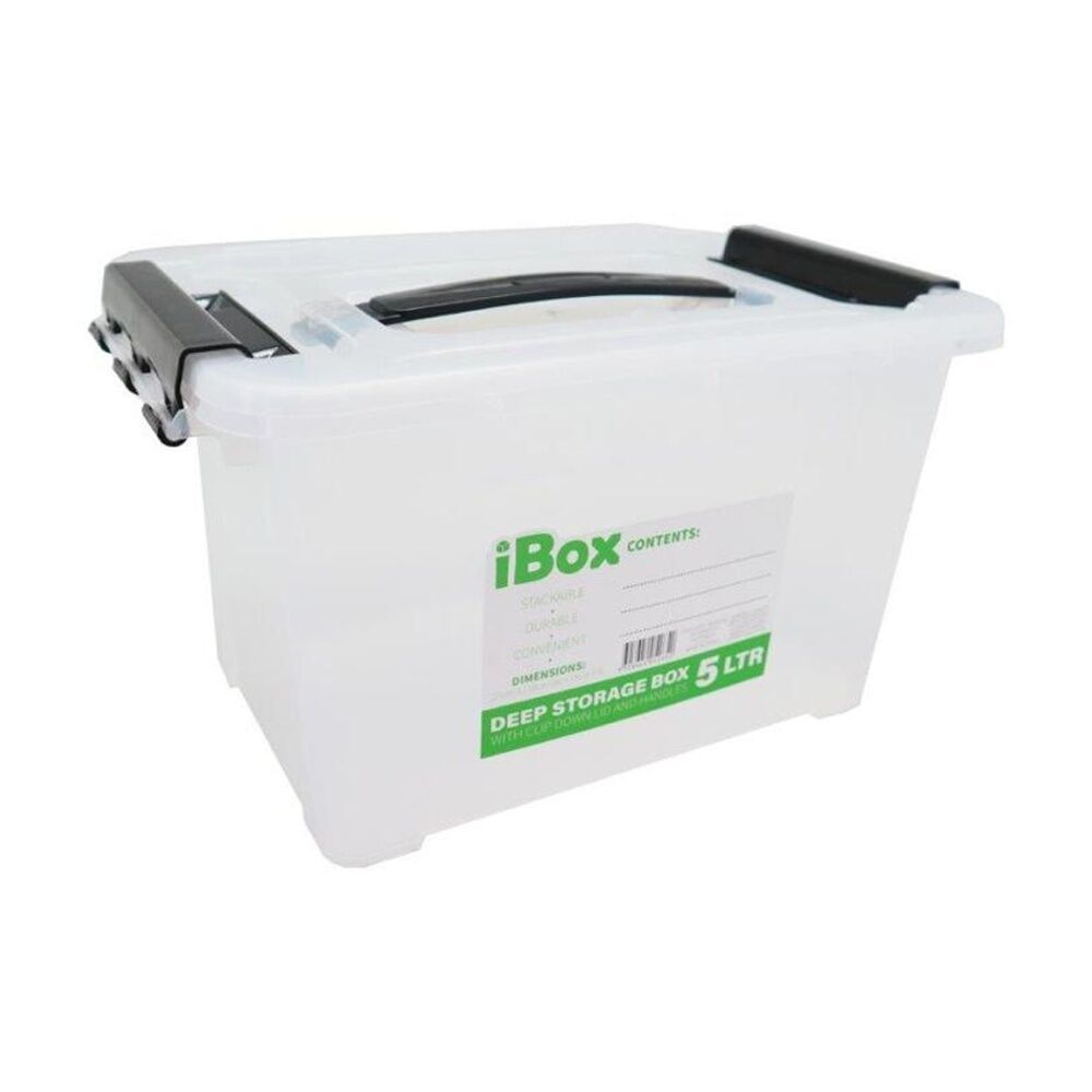 Ibox 27x18x15cm 5L Deep Storer White Plastic Storage Box w/ Handle Clips