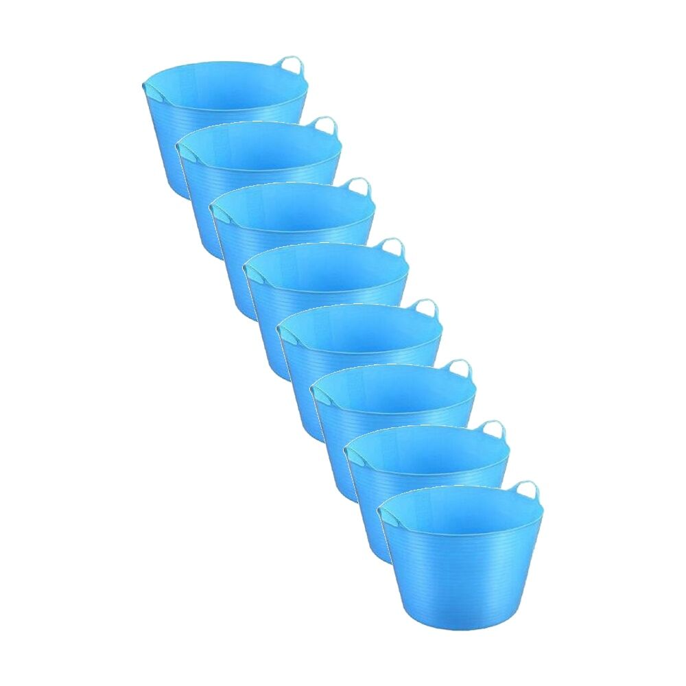 Braz Durable Plastic Storage Bucket Flexi Tub w/ Handles 26L Assorted (8 Pack)