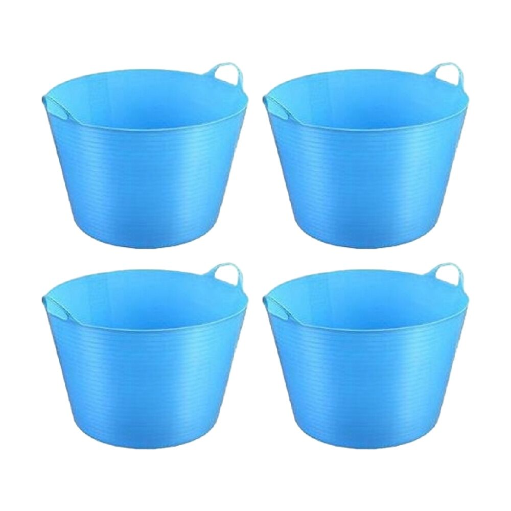 Braz Durable Plastic Storage Bucket Flexi Tub w/ Handles 42L Assorted (4 Pack)