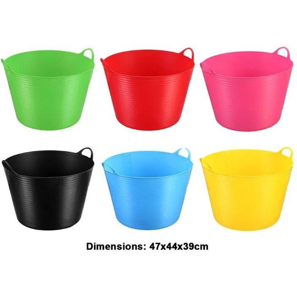 Braz Durable Plastic Storage Bucket Flexi Tub w/ Handles 42L Assorted (4 Pack) — image 3