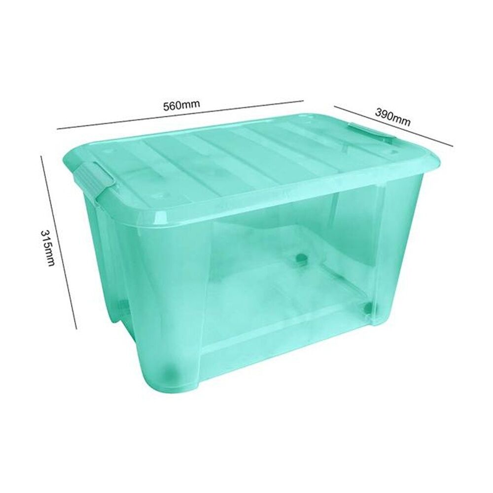 Braz 52L Plastic Storage Container Box w/ Lid Lock Clips 56x39x31.5cm Assrtd (4 Pack) — image 4