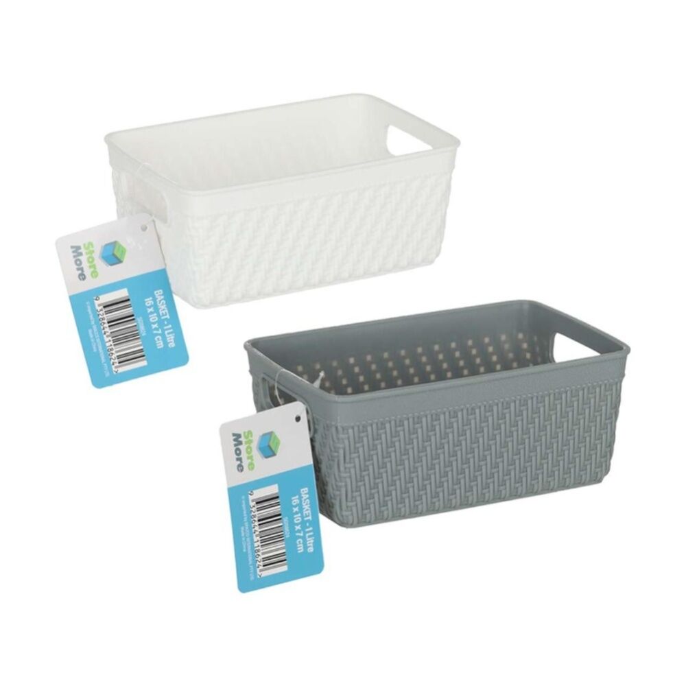 Braz 16x10x7cm 1L Home Organisation Plastic Thatch Storage Basket Assorted — image 3