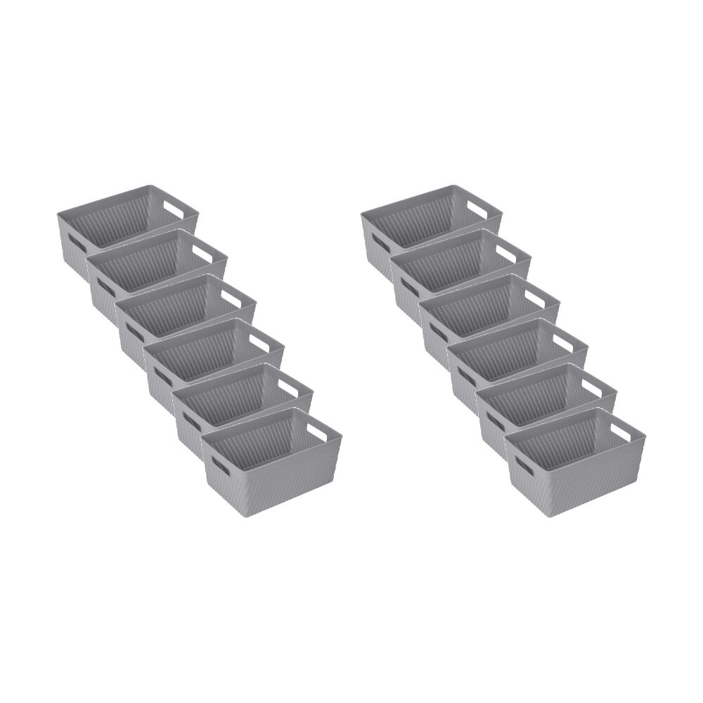 Braz Home Organisation Plastic Thatch Storage Basket 25x17x12cm 5L Assorted (12 Pack)