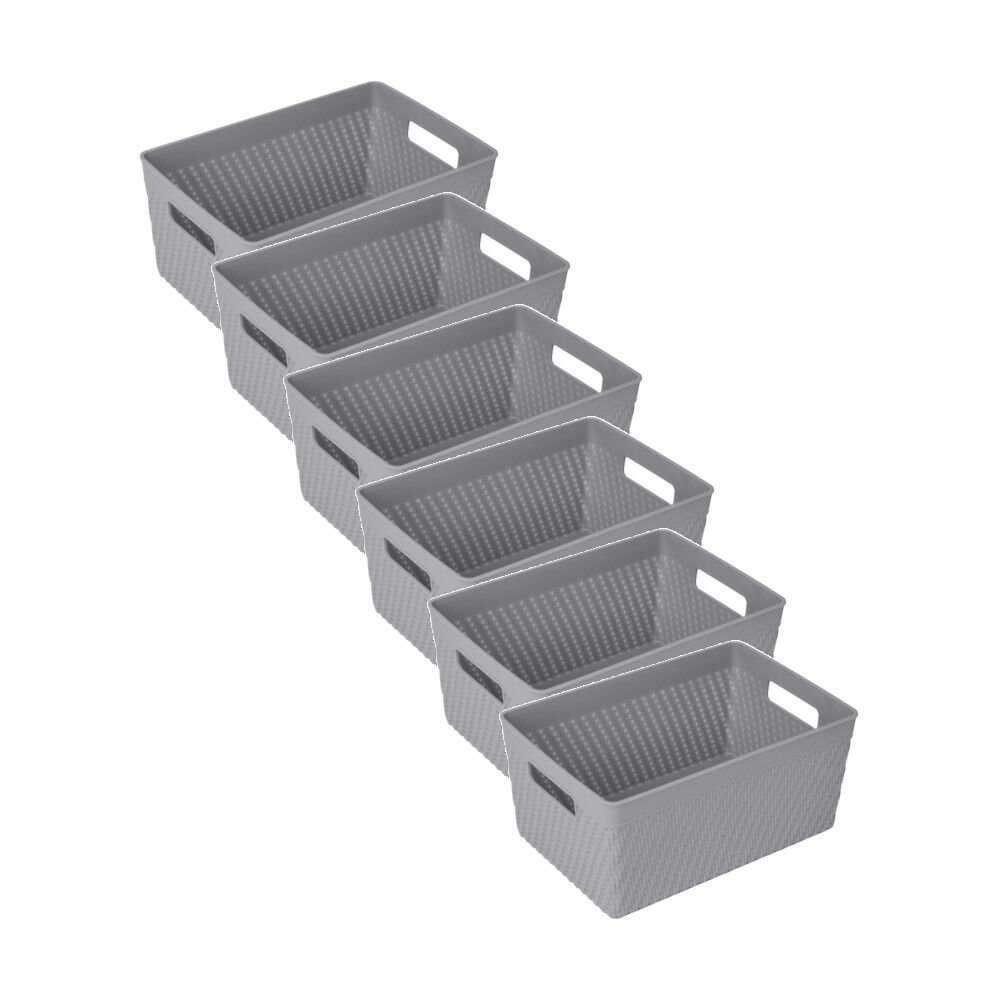 Braz Home Organisation Plastic Thatch Storage Basket 25x17x12cm 5L Assorted (6 Pack)