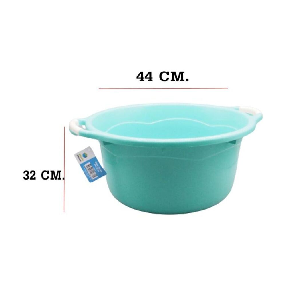 Braz 44x23cm Light Blue 1L Basin Round Plastic Bucket w/ Handles — image 2