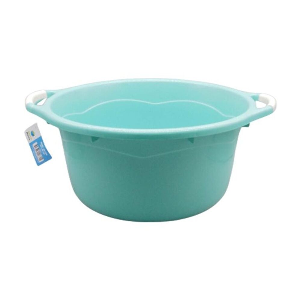 Braz 44x23cm Light Blue 1L Basin Round Plastic Bucket w/ Handles