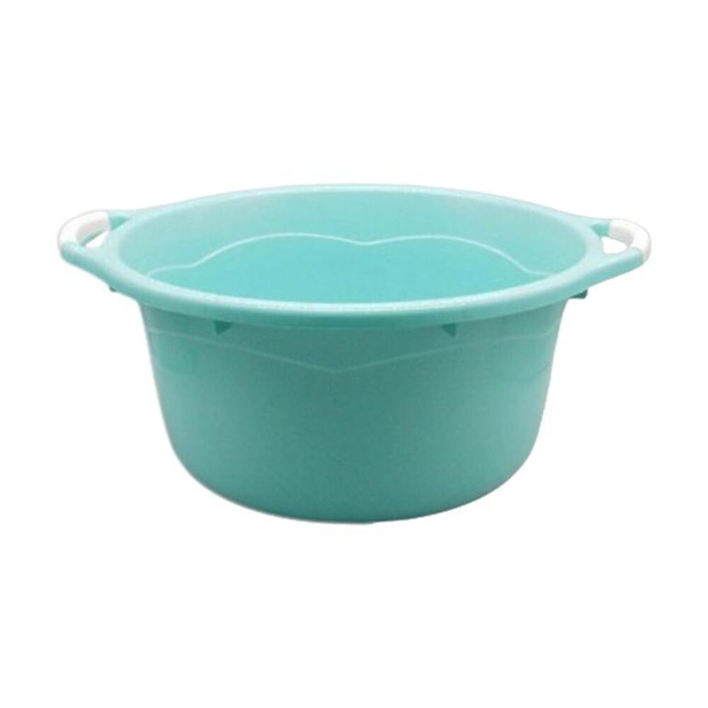 Braz 44x23cm Light Blue 1L Basin Round Plastic Bucket w/ Handles — image 3