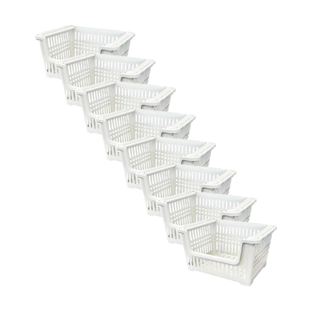 Braz Plastic A4 Stacker Storage Basket w/ Ventilated Handles 38x28x20 Assrtd (8 Pack)