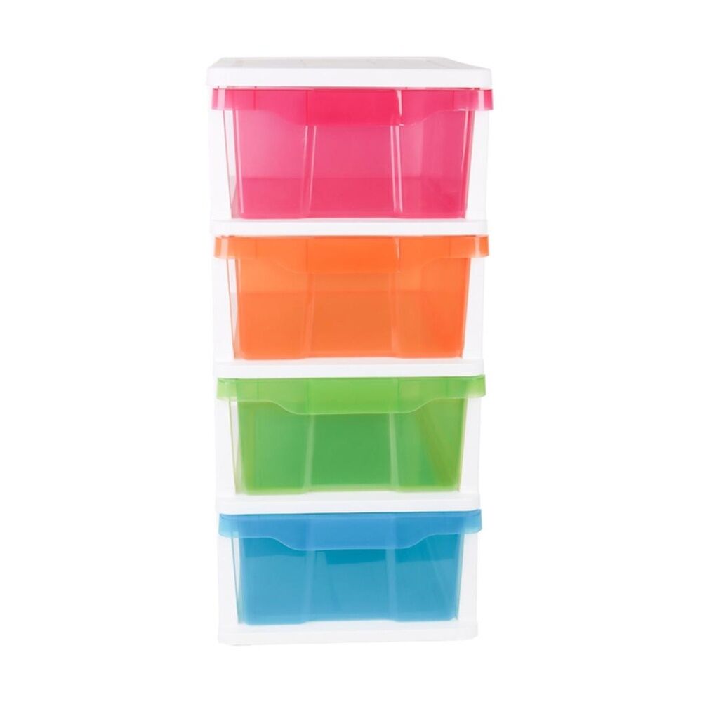 Braz Multi Colour Plastic Stackable 4 Drawer Compact Storage Organiser — image 2