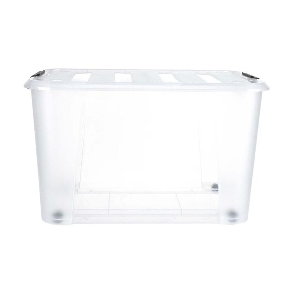 Store More 32L Clear Plastic Storage Rolling Box w/ Lid Lock Clips — image 3