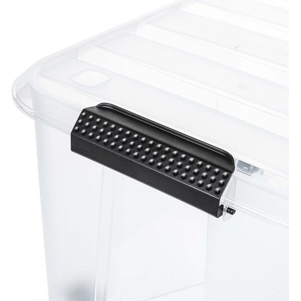Store More Plastic Storage Rolling Container Box w/ Lid Lock Clips 52L Clear (4 Pack) — image 5