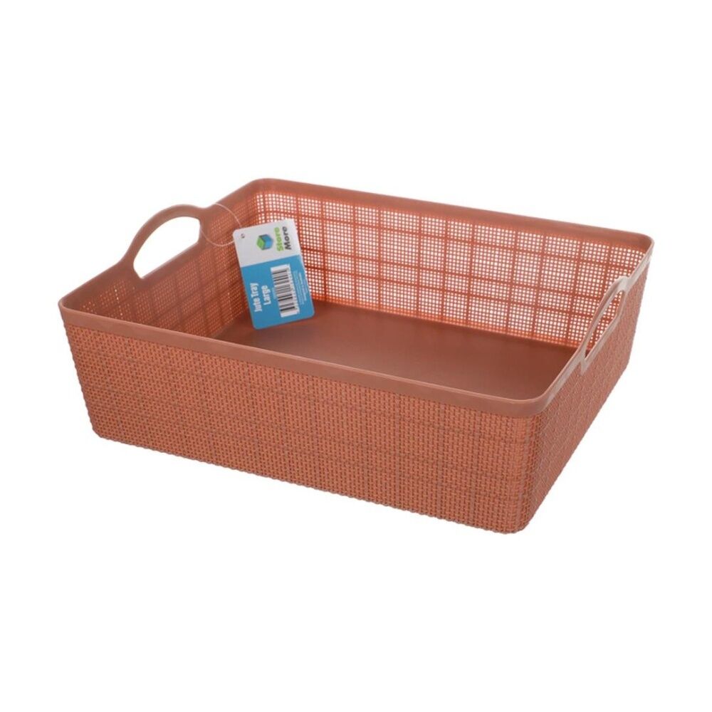 Braz 34x27.5x12cm Home Organisation Fabric Storage Jute Tray Large Assorted — image 2