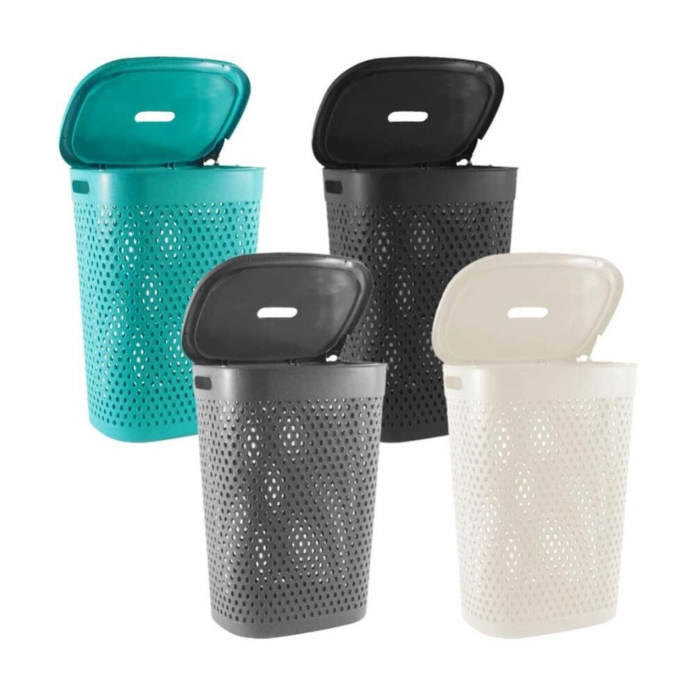 Braz Plastic Belle 60cm Laundry Hamper w/ Lid & Ventilated Handles Assorted — image 3